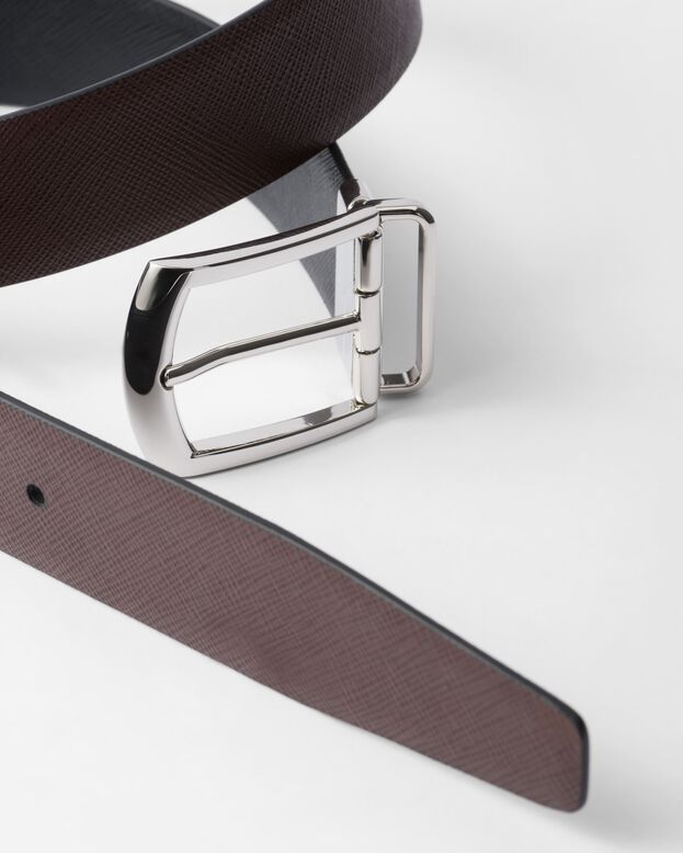 Reversible Saffiano leather belt, , hi-res
