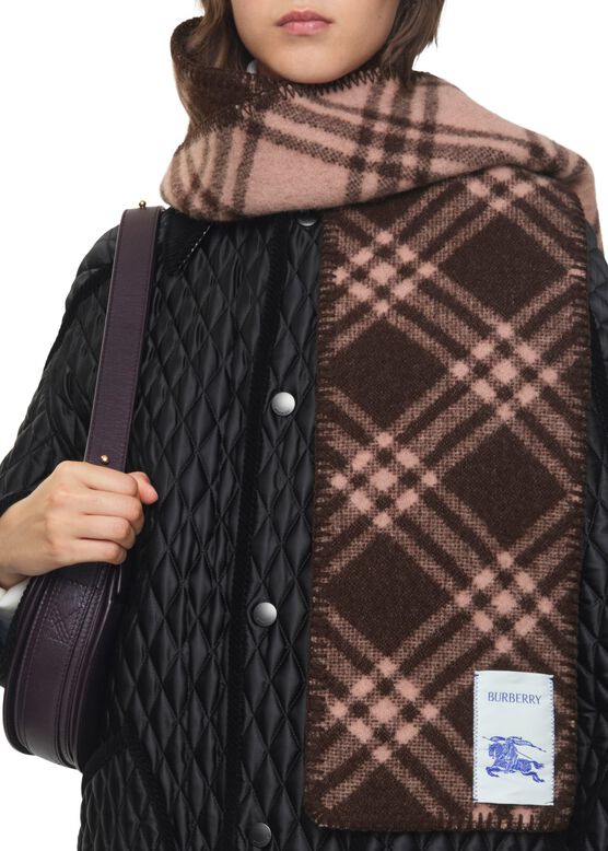 Narrow Check Wool Scarf, , hi-res