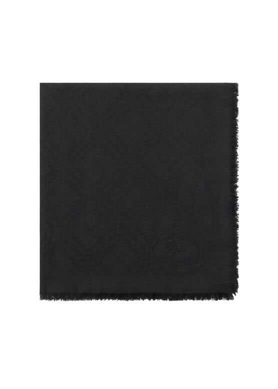 Wide Check Wool Silk Scarf, , hi-res