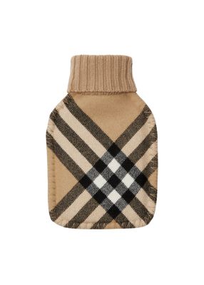 Check Cashmere Wool Hot Water Bottle