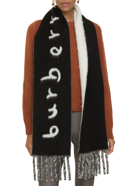 Reversible Logo Alpaca Wool Blend Scarf, , hi-res
