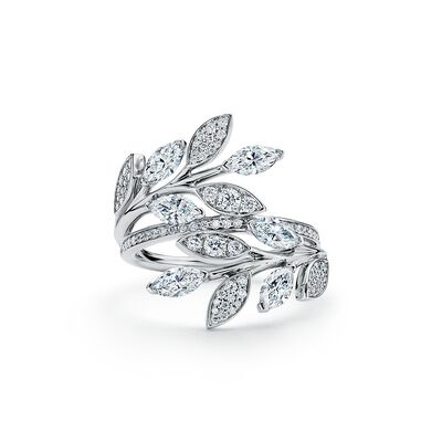 Tiffany Victoria® diamond vine bypass ring in platinum - Size 6