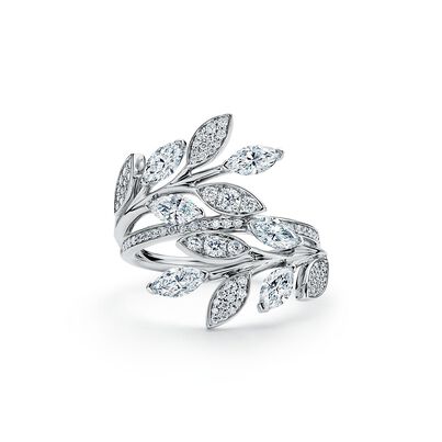 Tiffany Victoria&reg; diamond vine bypass ring in platinum - Size 6, , hi-res