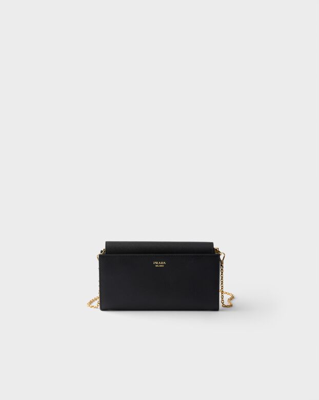 Saffiano leather wallet with shoulder strap, , hi-res