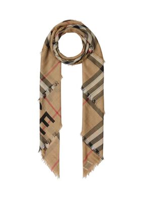 Horseferry Print Check Wool Silk Large Square Scarf