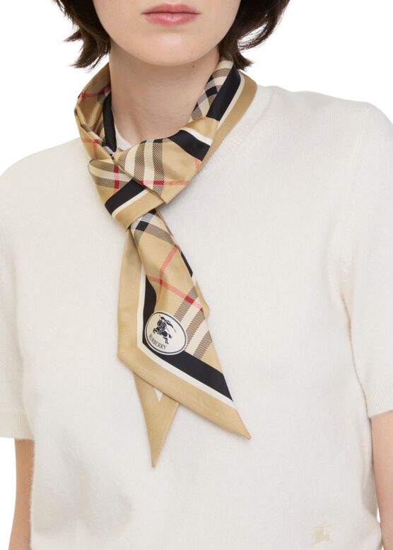 Skinny Check Silk Scarf, , hi-res