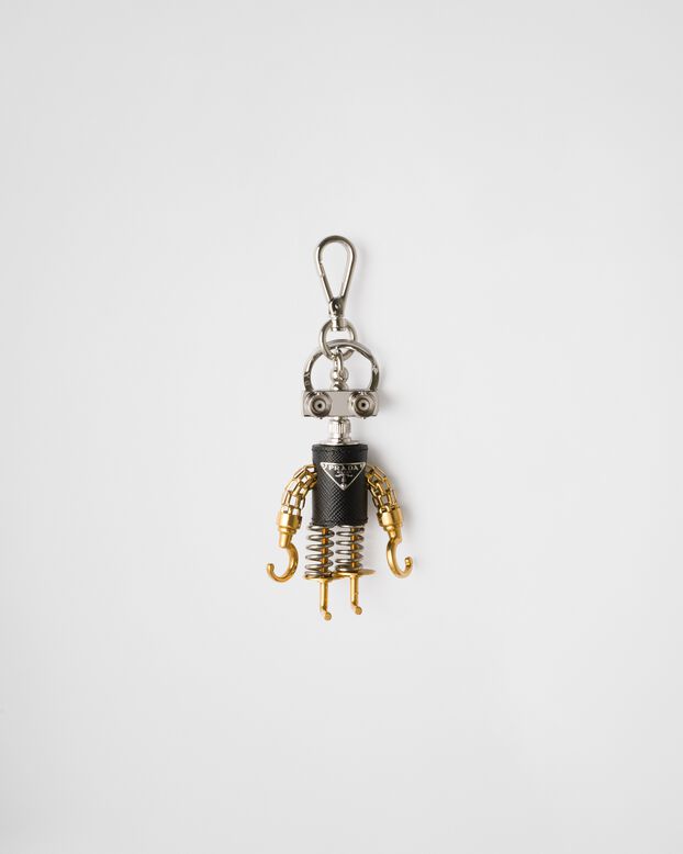 Robot Saffiano leather bag charm, , hi-res