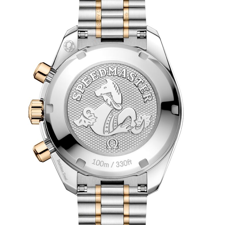 Speedmaster 38mm Mens Silver Dial Moonshine Gold on Steel Watch, , hi-res