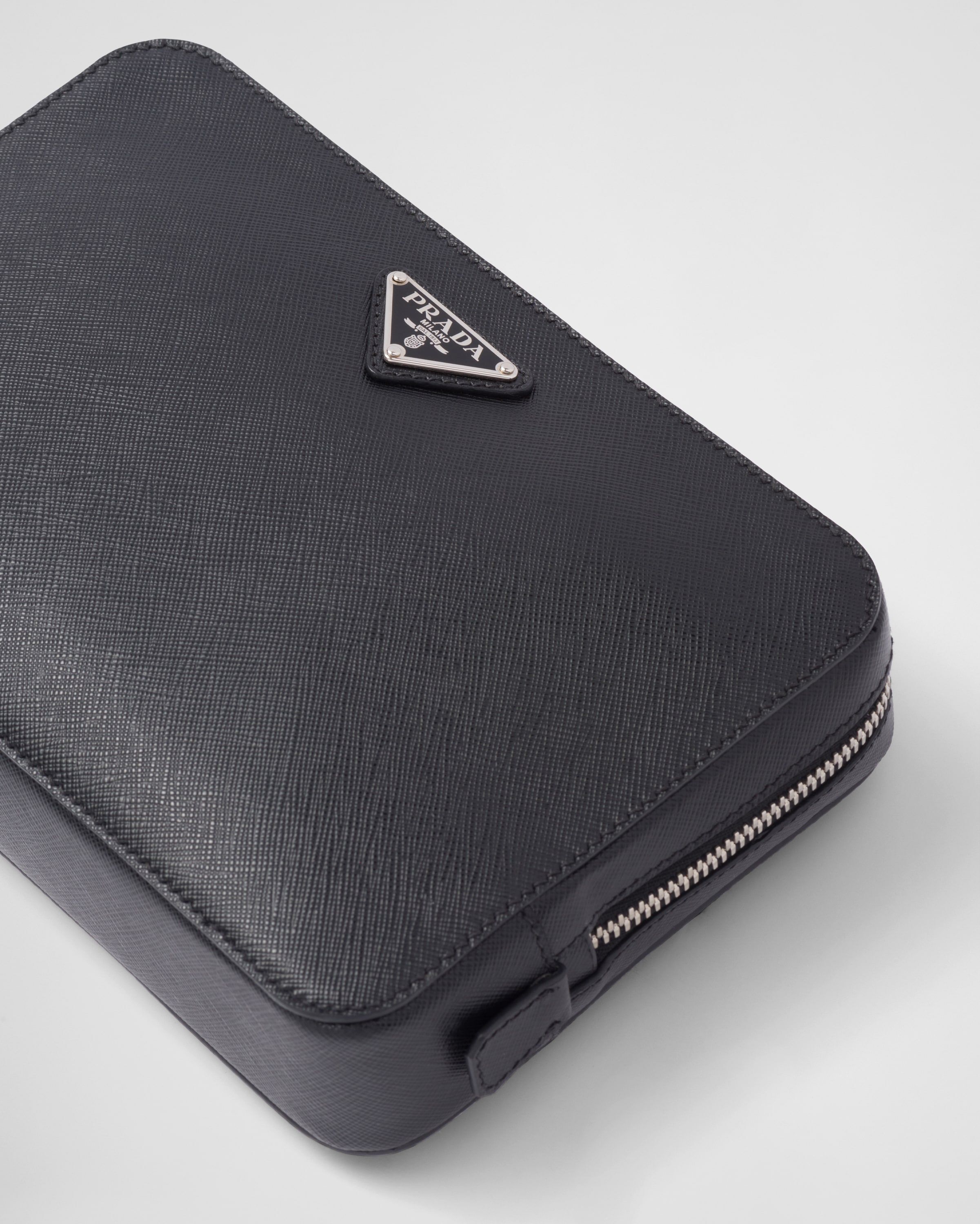 Clutch Squared FF in Saffiano Leather and Cotton