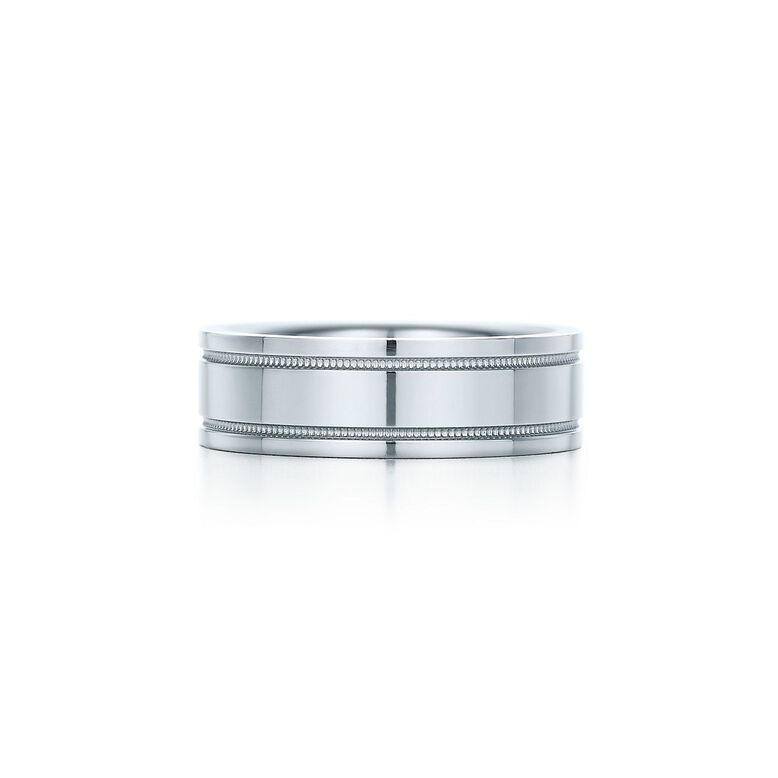 Tiffany Together Double Milgrain Band Ring in Platinum, 6 mm Wide - Size 9, , hi-res