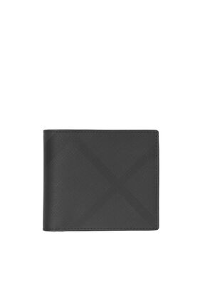 London Check and Leather International Bifold Wallet