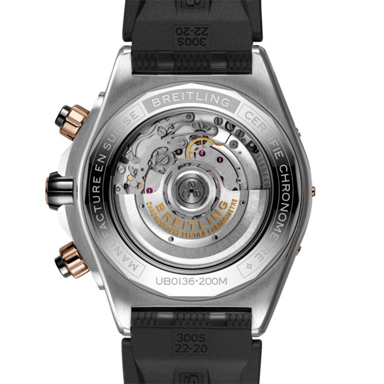Super Chronomat B01 44 Stainless Steel &amp; 18k Red Gold Rubber Strap Watch, , hi-res