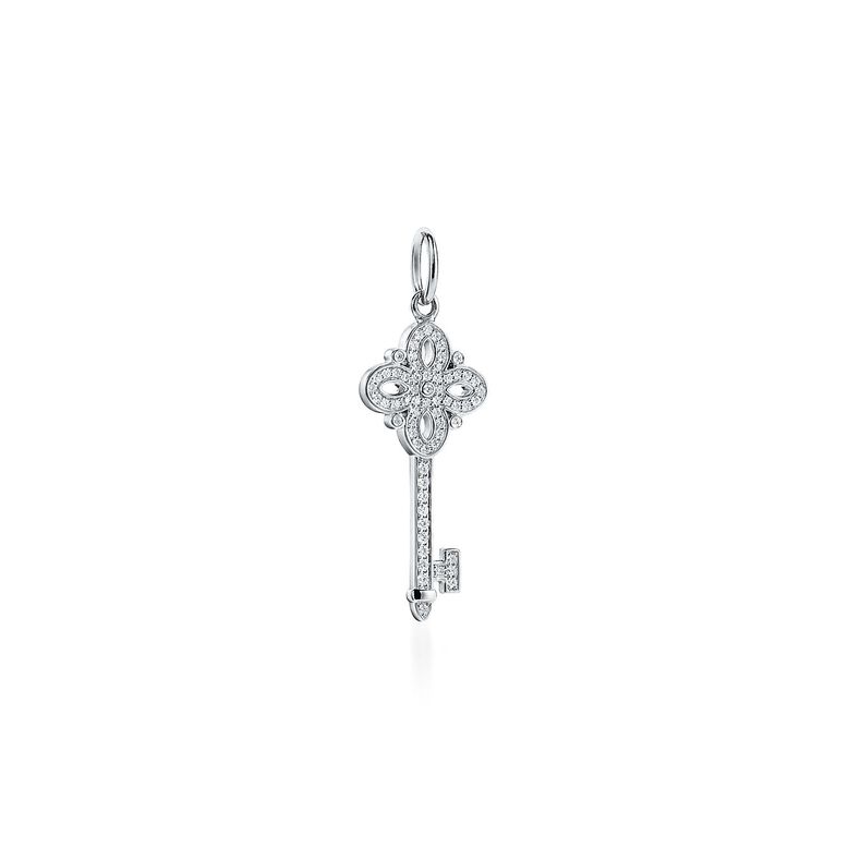 Tiffany Keys Tiffany Victoria&reg; key in 18k white gold with diamonds, mini., , hi-res