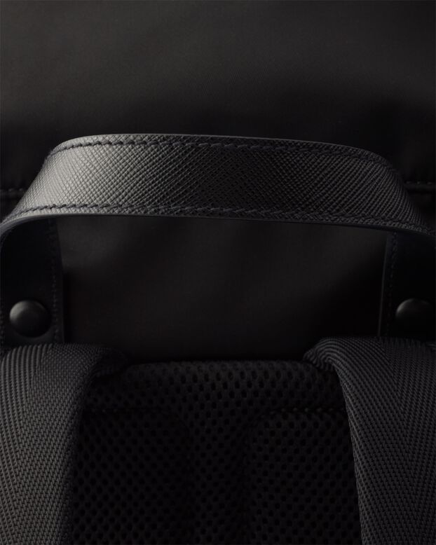 Re-Nylon and Saffiano leather backpack, , hi-res