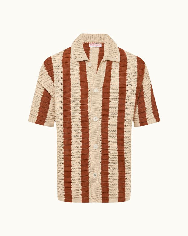 Thomas Crochet Stripe Canela/Cashew, , hi-res