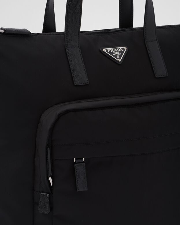 Re-Nylon and Saffiano leather tote bag, , hi-res