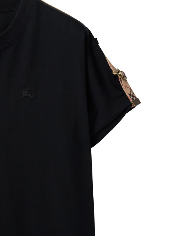 Check Trim Cotton T-shirt Dress, , hi-res