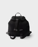 Re-Nylon and leather backpack, , hi-res
