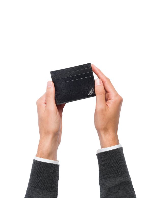 Saffiano leather card holder, , hi-res