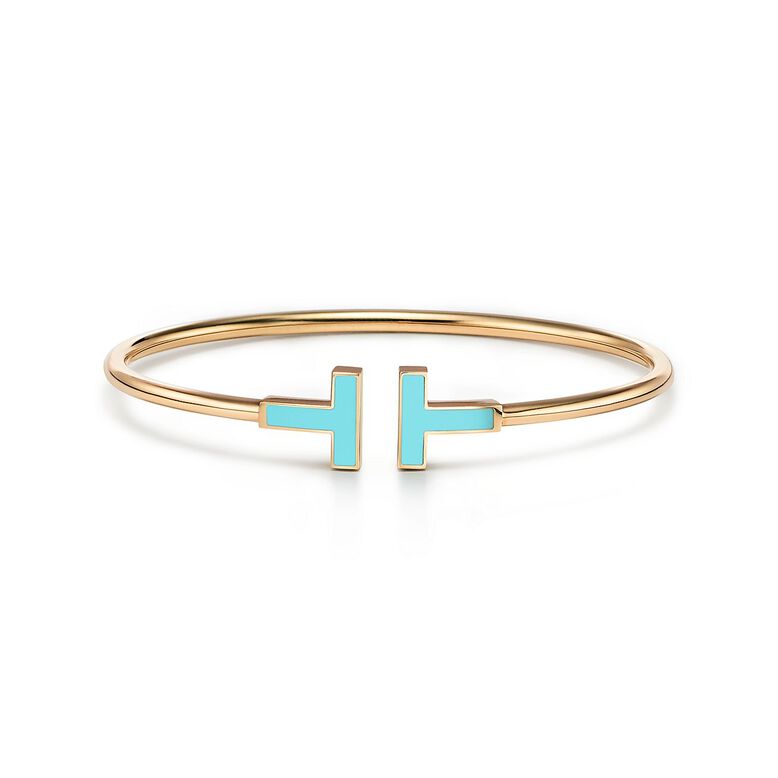 Tiffany T Turquoise Wire Bracelet in Yellow Gold - Size Large, , hi-res