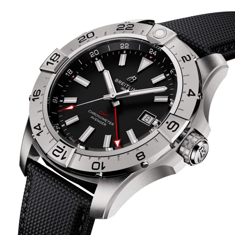Avenger Automatic GMT 44mm Mens Watch Black Leather, , hi-res