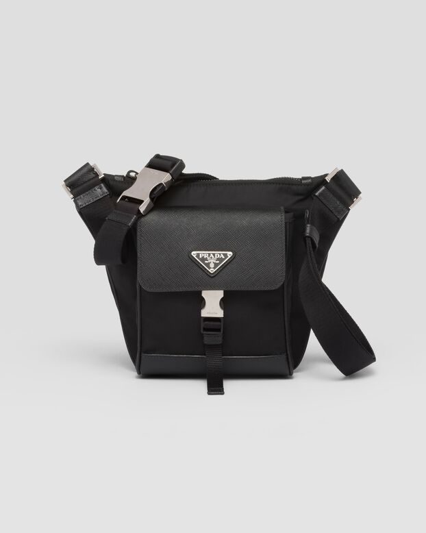 Re-Nylon and Saffiano leather shoulder bag, , hi-res