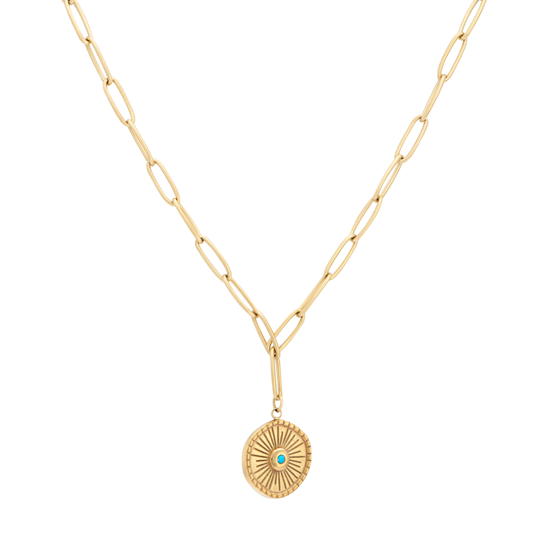 Golden Sunburtst Necklae, , hi-res