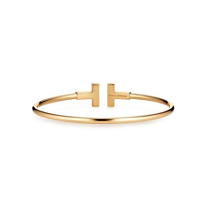Tiffany T diamond wire bracelet in 18k gold, large, , hi-res