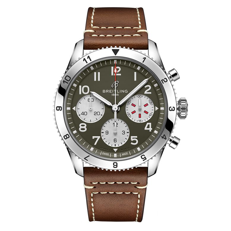 Classic AVI Chronograph 42 Curtiss P-40 Warhawk Leather Strap Watch, , hi-res