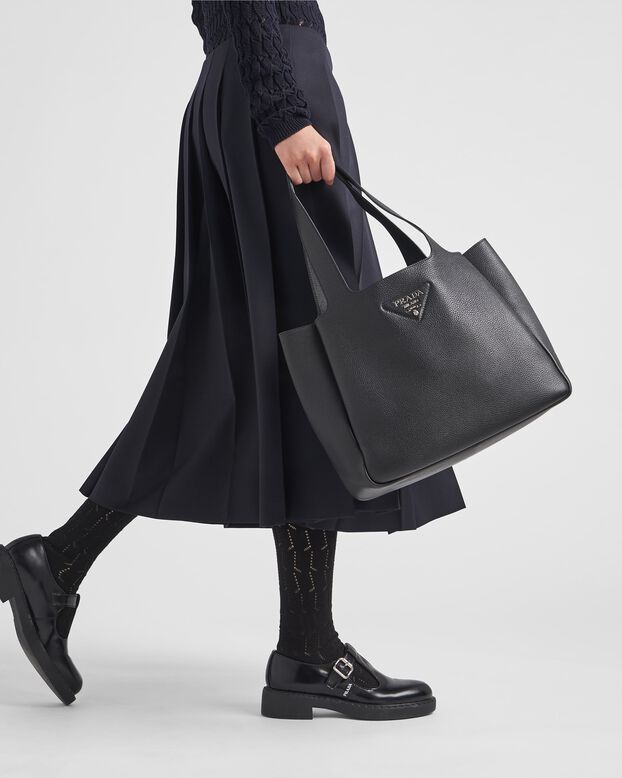 Large leather tote, , hi-res