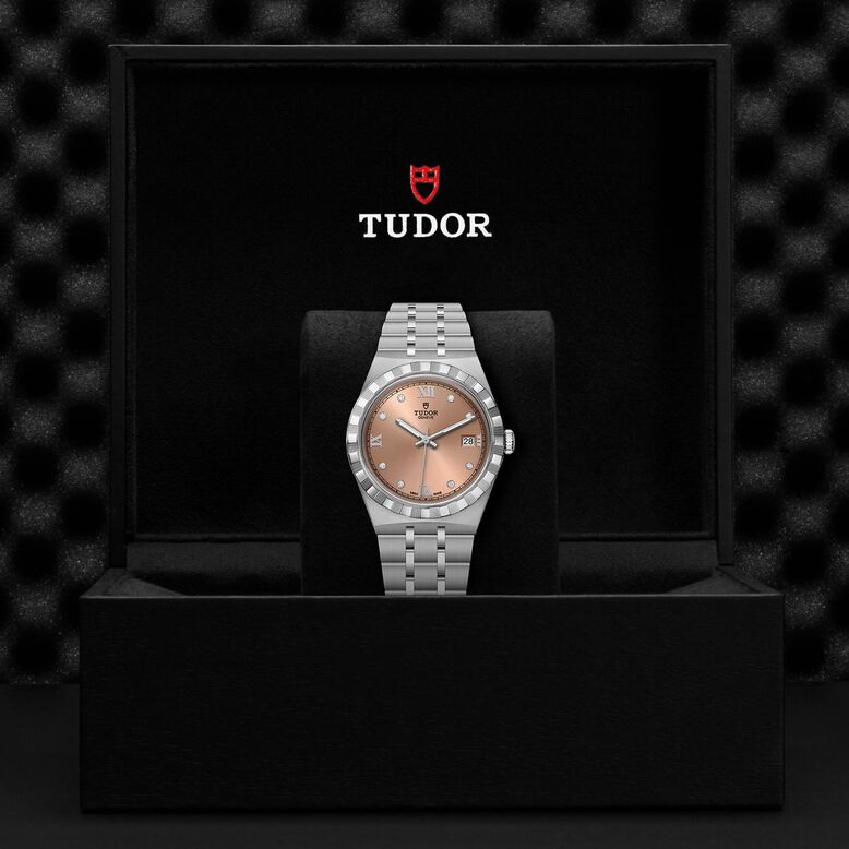 Royal 38mm Steel Case Diamond-Set Salmon Dial, , hi-res
