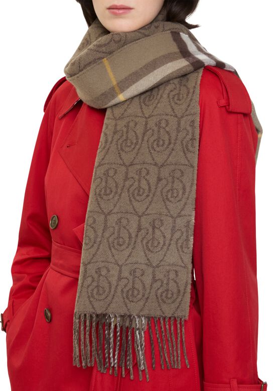 Reversible B Shield Cashmere Scarf, , hi-res