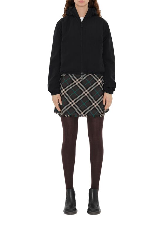 Cropped Reversible Check Jacket, , hi-res