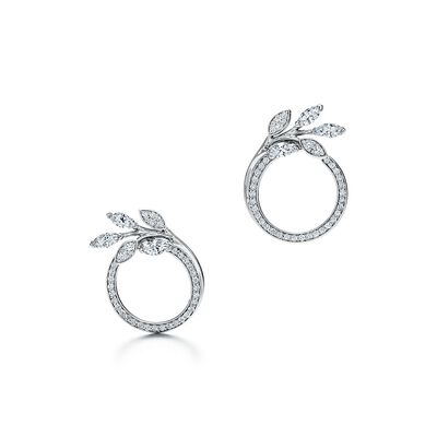 Tiffany Victoria® diamond vine circle earrings in platinum, small