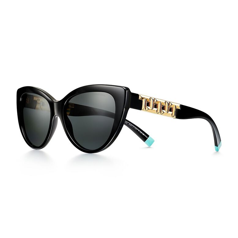 Tiffany T Sunglasses in Black Acetate with Dark Grey Lenses, , hi-res
