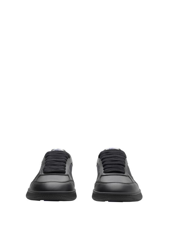 Leather and Check Terrace Sneakers​, , hi-res