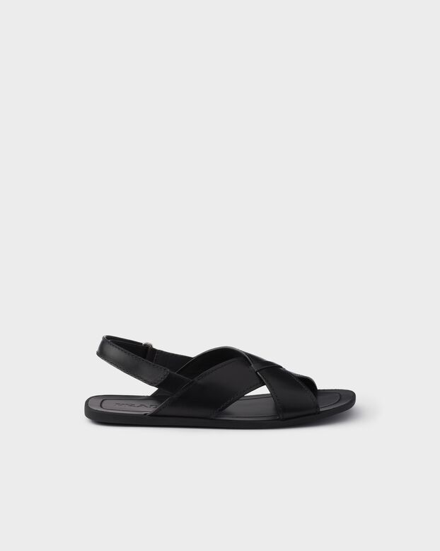 Dec&ograve; leather crisscross sandals, , hi-res