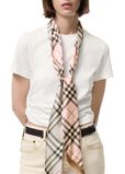 Skinny Contrast Check Silk Scarf, , hi-res