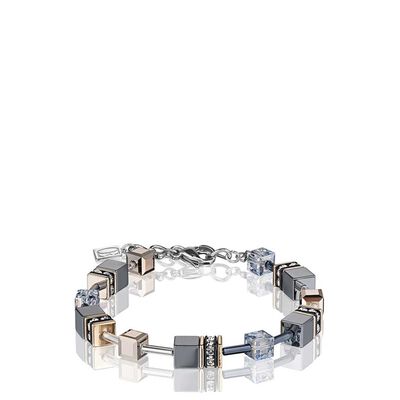 Geocube Grey & Rose Crystal Bracelet - Ice Blue