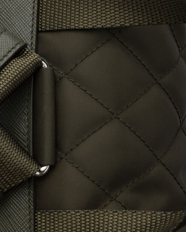 Medium quilted Re-Nylon backpack with Saffiano leather trim, , hi-res