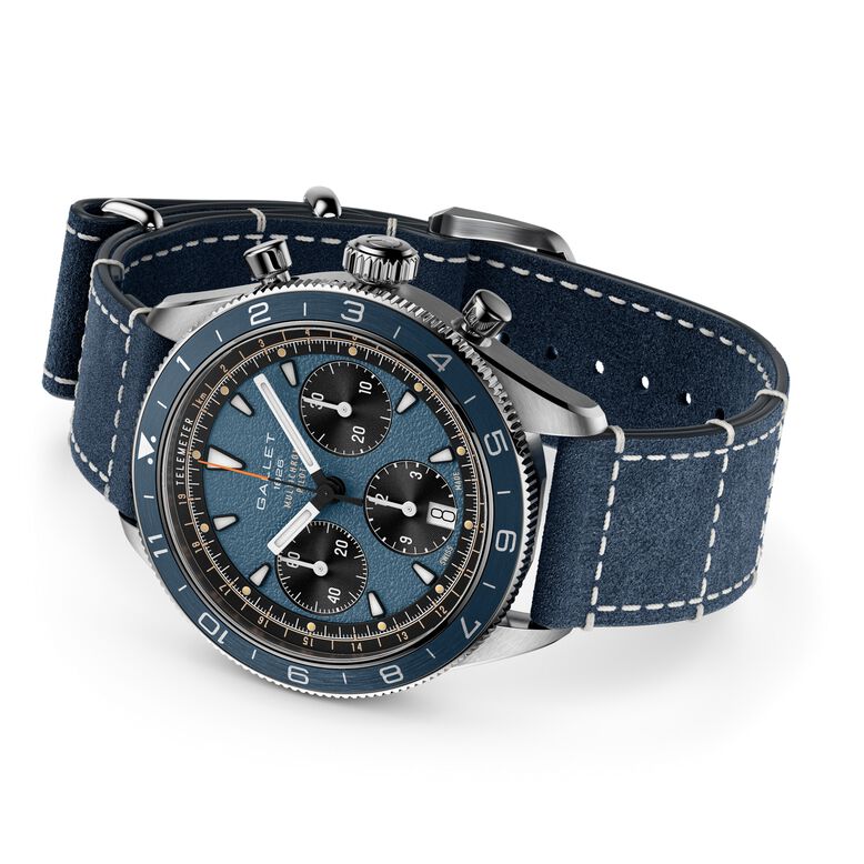 Multichron Pilot Chronograph Automatic 42mm Unisex Watch Blue Dial Fabric, , hi-res