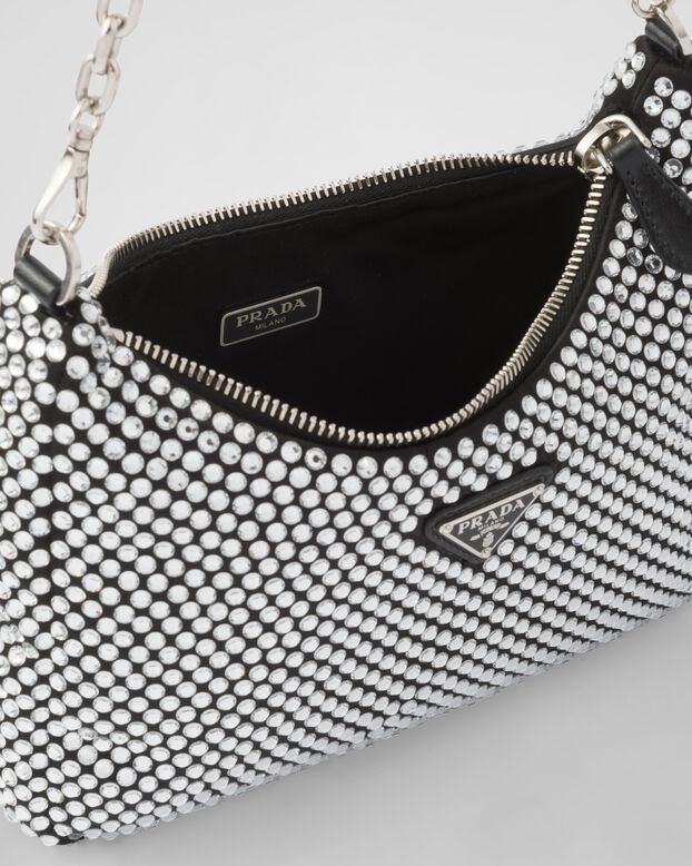 Prada Re-Edition 2005 satin bag with crystals, , hi-res