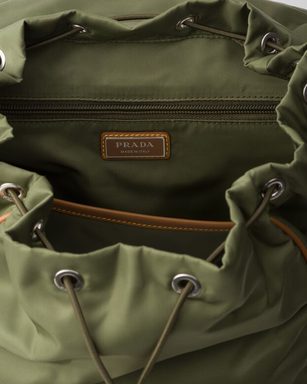 Re-Nylon and leather backpack, , hi-res