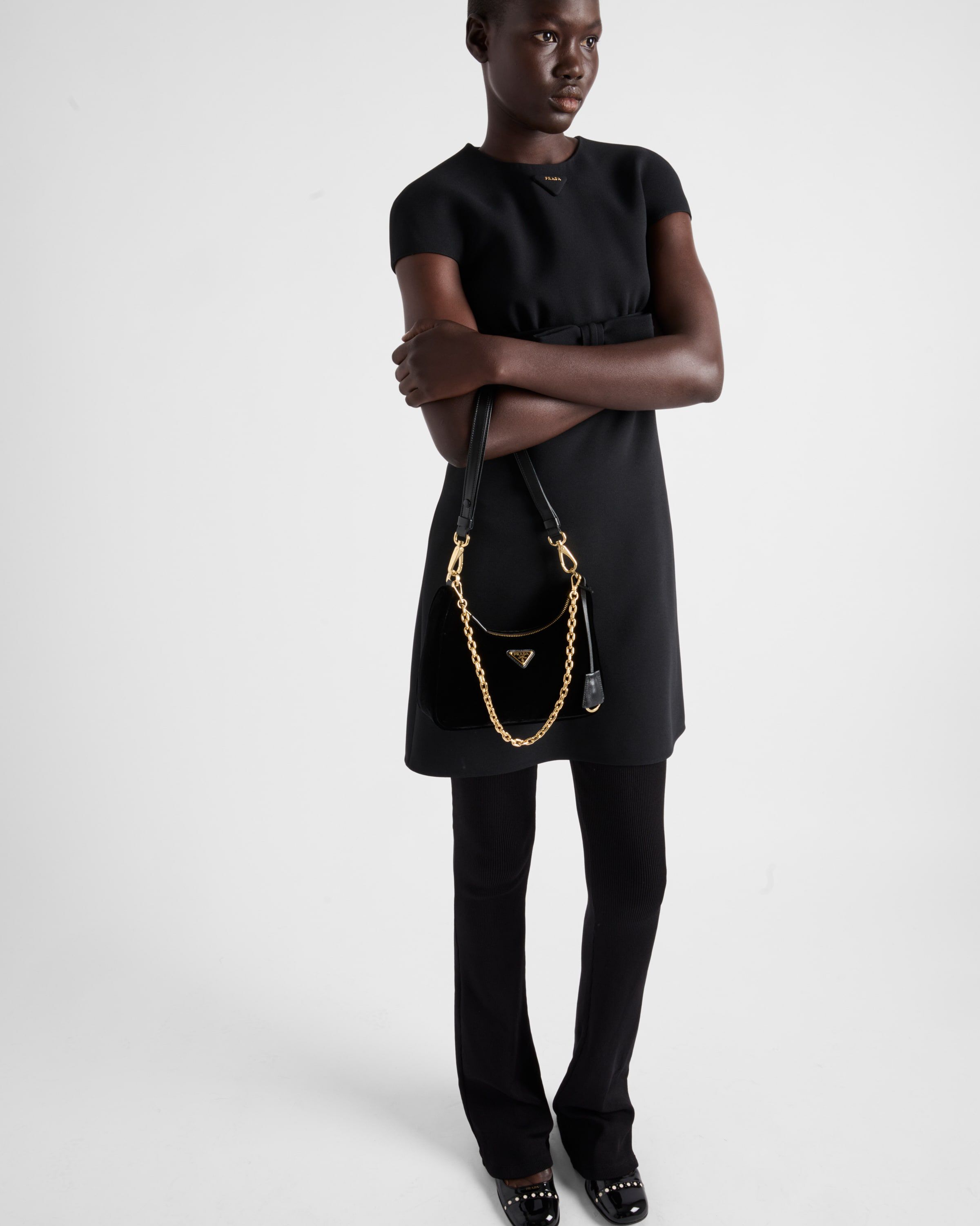 【PRADA】RE-EDITION VELVET MINI BAG Black Prada Re-Edition velvet mini-bag | PRADA