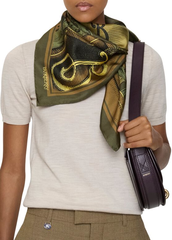 Etched Knight Silk Scarf, , hi-res