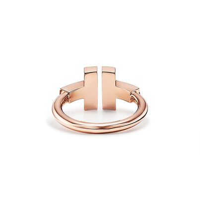 Tiffany T Wire Ring in Rose Gold with Diamonds and Mother-of-pearl - Size 5, , hi-res