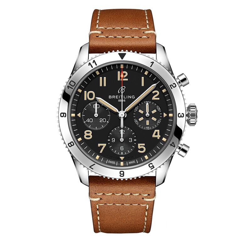 Classic AVI Chronograph 42 P-51 Mustang Leather Strap Watch, , hi-res