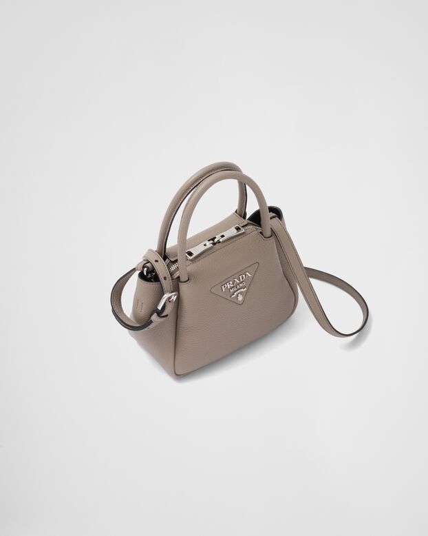 Leather mini handbag with zipper closure, , hi-res