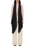 Wide Check Wool Silk Scarf, , hi-res