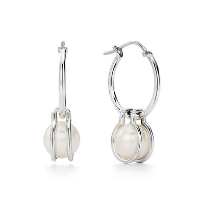 Tiffany City HardWear pearl hoop earrings in sterling silver